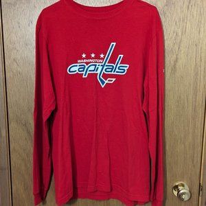 Washington Capitals Shirt Mens Large Reebok Red Long Sleeve Hockey NHL